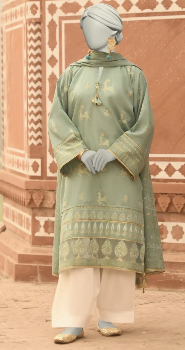 Junaid Jamshed Lawn Block Printed 3Piece